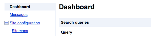 google webmaster dashboard sitemap
