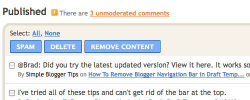 blogger comment published