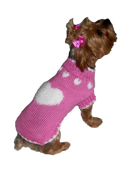 Puppy Love Pink Knit Pet Dog Sweater Clothes